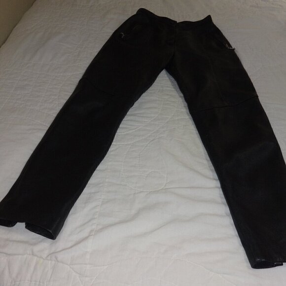 Lew Magram Collection women's size 8 black 100% real leather pants, tapered leg - Picture 6 of 16